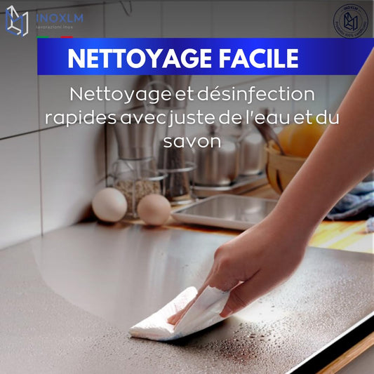 INOXLM Plaque Inox Cuisine 60x50cm en acier Inoxydable, Planche a decouper inox différentes tailles pour Cuisine, Bar, Restaurant Planche à Pétrir Inox pour Pain et Pizza(Hauteur 2cm)