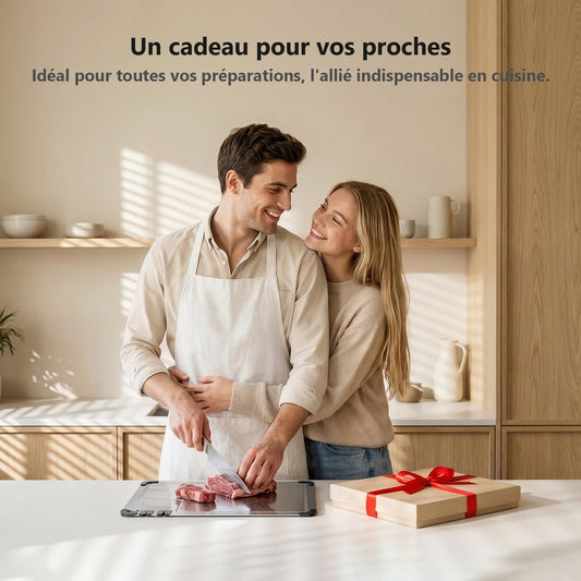 Planche a Decouper, 2026 Nouvelle Amélioration - Planche à Découper Inox 316, Hygiénique & Réversible - Planche de Cuisine Compatible Lave-Vaisselle, Anti-Rayures, 36 x 25cm