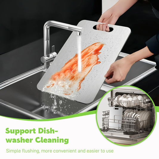 Planche à découper en titane double face pur titane pour cuisine – Planche à découper en titane de qualité alimentaire Anti-salissures, durable et facile à nettoyer(34 x 23 cm)